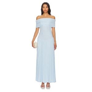 Field of Dreams Lioness off shoulder Dress in Light Blue